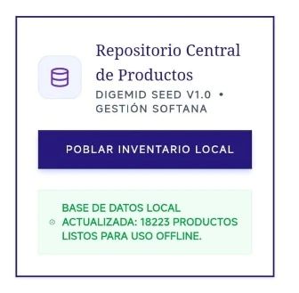 Botón Poblar Inventario Local en la sección Repositorio Central de Productos